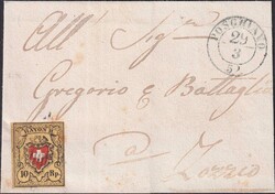 POSCHIAVO 1852 (29.MARS) nach ZOZZIO, Rayon II (gelb) T.20 A2-RO gut ...