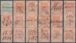 BERN, 18 Stempelmarken (ca. 1880) mit Tinten-Entwertungen, sehr gute ...