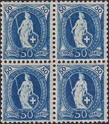 50c tiefblau, 70D.d im ungestempelten Viererblock (mit drei** ...