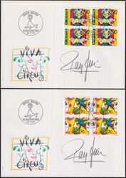 ZIRKUS, ROLF KNIE, Nr.832-835 auf vier FDCs mit Original-Unterschrift ...