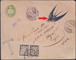 1893, 25c-Tübeli-Brief mit ZEICHNUNG: Brieftaube nach ALGERIEN ...