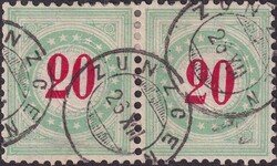 1883, Nr.19A (Portomarke) im Paar mit Zwergstempel ZUNZGEN (BL): 26 ...