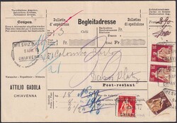 1912, CHIAVENNA (ital.Postbüro) Begleitadresse nach DAVOS-PLATZ: Nr ...