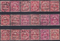 1882-1907, 18x 10c (rosa/rot, 61A+61B+Nr.83) - alle Marken mit ...