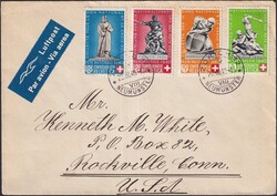 1940, B3-B6 auf Ersttagsbrief von USA (Rockville) Luxus-Frankatur mit ...
