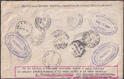 1928, J45-J48 auf einmaligem IRRLÄUFER - Flugpost-Brief nach ABA ...
