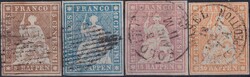 1857, F-Serie (Strubel-Ausgaben, Seidenpapier): 22F-25F (22B1.m-25B1 ...