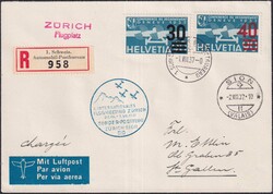 1937, F24a (40c mit hellrotem Aufdruck) auf Luxus-Brief von Zürich ...
