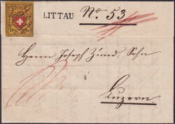 LITTAU 1851 nach LUZERN, Doppel-Brief-Verwendung mit 16II.ac (TABAK: ...