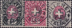 1881, Telegraphen-Marken Nr.13-19 mit Vollstempel: VILLERET (BE), ...