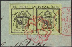 DOPPELGENF, Nr.3 auf Briefstück, wunderschöne Ganzfälschung von ...