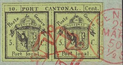 DOPPELGENF, Nr.3 auf Briefstück, wunderschöne Ganzfälschung von ...