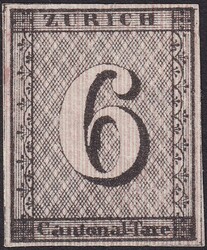 ZÜRICH 6, 2S, ungebraucht mit senkrechtem rotem Unterdruck. Nach R ...