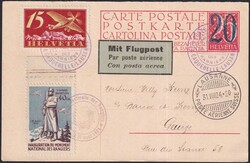 1924, VIGNETTE "Les Rangiers" mit oberem Bogenrand auf sauberer 20Rp ...