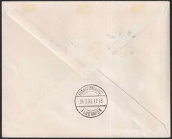 1935, F20.b von BASEL nach Frankfurt, seltene Viererblock-Frankatur ...