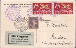 1924, "Les Rangiers"-Karte: La Caquerelle-Lausanne, saubere Frankatur ...