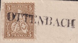 OTTENBACH 1869 nach Affoltern, Nr.30.a auf sauberem Brief mit ...