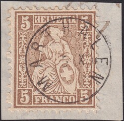 5c hellbraun, Nr.30.a mit Zwergstempel: MARTHALEN, fehlerfreie Marke ...