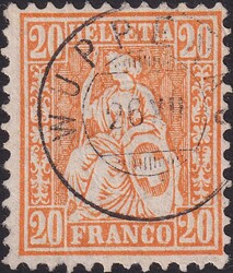 20c orange, Nr.32 mit Zwergstempel: WUPPENAU (TG): 26.XII ...