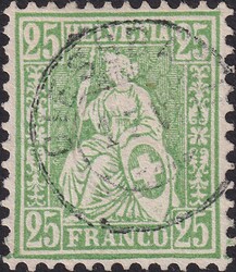 25c grün, Nr.40 mit Zwergstempel: GIESSBACH (BE): 17.VI, sehr gut ...