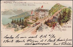 Luzern, Rigi-Staffel (Station) 1921, mit violettem Hotel-Stempel: ...