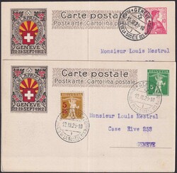 Genève 1912, Philat.Kongress auf 5c+ 10c Ganzsachen mit Illustration ...
