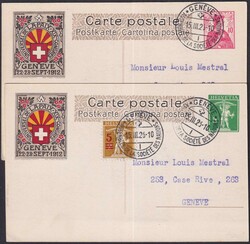 Genève 1912, Philat.Kongress auf 5c+ 10c Ganzsachen mit Illustration ...