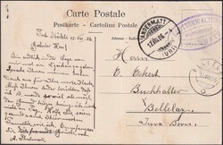 URI, Andermatt 1906 nach Bellelay, Militär-Post auf sauberer Karte ...