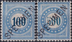 100c+500c blau, 8I (K) +9I (K) mit SPECIMEN-Aufdrucken, selten ...