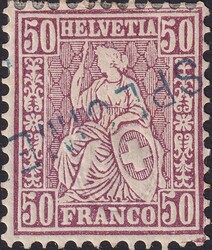 50c lila, Nr.43 mit gesuchtem "blauen" SPECIMEN-Aufdruck", Marke gut ...