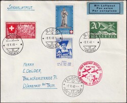 1940, Rotkreuzflug SION (17) mit Feldpost nach Dürrenast bei Thun ...