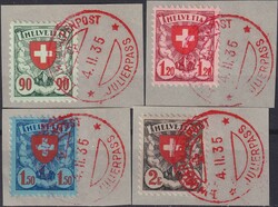 1933+34, 163z-166z (geriffelt) mit J69-J72 als Gratisbeilage, total ...
