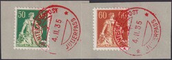 1933+34, 111z-176z (geriffelter Satz) mit rotem Stempel: Erste ...