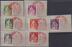 1933+34, 111z-176z (geriffelter Satz) mit rotem Stempel: Erste ...