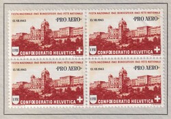 1943, B20+B21 in PTT-Heft, Viererblöcke vom Ausgabetag: Intragna & ...