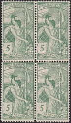 5c grün, 77A im ungebrauchten Viererblock (rückseitig mit ...