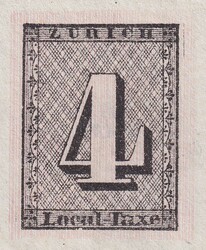ZÜRICH 4, 1S (Type II), Sperati-Fälschung auf Abzug mit ...