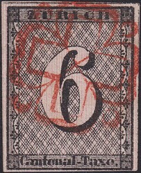 Zürich 6, 2S (Type III), fehlerfreie Sperati-Fälschung mit roter ...