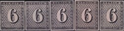 Zürich 6, 2S & 2W (Type I, II, III, IV, V), vollständige Typen ...