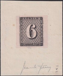 ZÜRICH 6, 2W (Type V), Abzug von Jean de Sperati mit Unterschrift ...