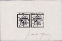 Doppelgenf, Nr.3 auf Abzug in gesuchter Verwendung. Vor & rückseitig ...