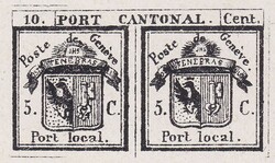 Doppelgenf, Nr.3 auf Abzug in gesuchter Verwendung. Vor & rückseitig ...