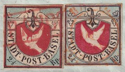 RIEHEN (BASEL) roter Stabstempel 1851 (25.Juli) nach Montmirail (NE), ...
