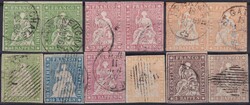 1854-1863, 36 Strubelmarken (inklusive drei Paar-Einheiten: 24G, 25G, ...