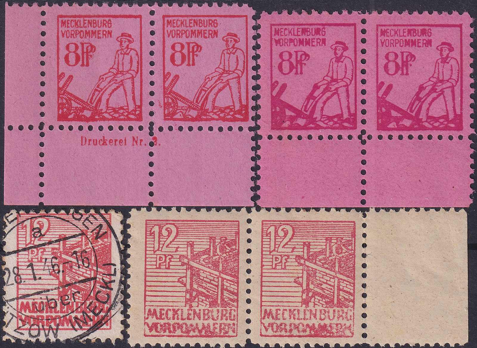 1945-1949, SOWJET-ZONE (Doubletten-Album) 350 Marken. Paar-Einheiten, ...