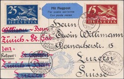 1930, F3+F4 auf Offizieler Karte vom Flugmeeting WILLISAU (SLH 30.3b) ...