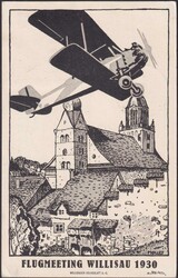 1930, F3+F4 auf Offizieler Karte vom Flugmeeting WILLISAU (SLH 30.3b) ...