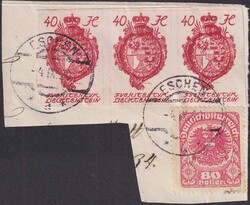 1920, Nr.23 ANK 312 (Wappenmuster Schloss Vaduz, ungezähnt), seltene ...