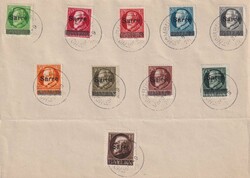 1920, Nr.18-27 (Überdruckmarken) von HOMBURG (Pfalz): 1.MAI.1920, ...