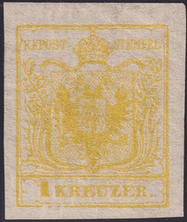 1854, Nr.1 (Wappenzeichnung) sehr breit geschnitten auf Handpapier ...